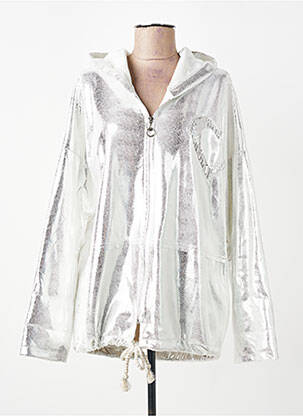 Veste casual fermeture zippée sur le devant argent MINA ROSA femme