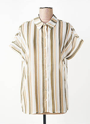 Chemisier imprimé fantaisie manches courtes beige SUZA femme