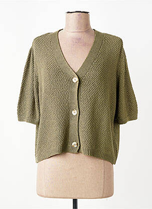 Gilet manches courtes coupe droite vert MORE & MORE femme