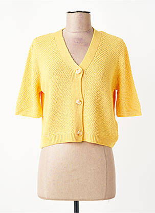 Gilet manches courtes coupe droite jaune MORE & MORE femme