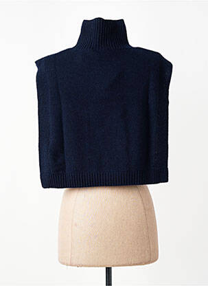 Pull col roulé coupe droite sans manche bleu CAROLL femme