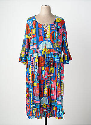 Robe mi-longue manches 3/4 manches 3/4 bleu ORIENTIQUE NATURALLY femme