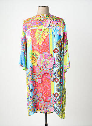 Robe mi-longue coupe fluide manches 3/4 rose ORIENTIQUE NATURALLY femme