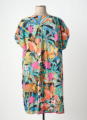 Robe mi-longue imprimé fantaisie manches courtes bleu ORIENTIQUE NATURALLY femme