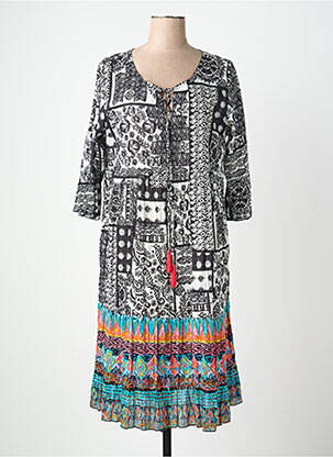 Robe mi-longue manches 3/4 manches 3/4 noir ORIENTIQUE NATURALLY femme
