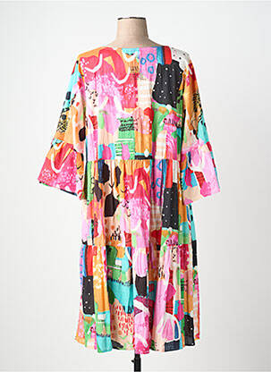Robe mi-longue imprimé fantaisie manches longues rouge ORIENTIQUE NATURALLY femme