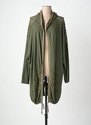 Gilet manches longues manches longues vert MINA ROSA femme