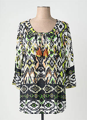 Blouse imprimé fantaisie manches longues noir ORIENTIQUE NATURALLY femme