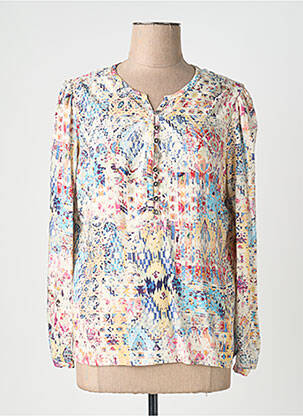 Blouse imprimé fantaisie manches longues beige JULIE GUERLANDE femme