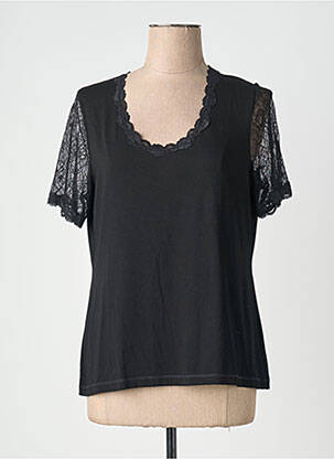 T-shirt coupe cintrée manches courtes noir PAUSE CAFE femme