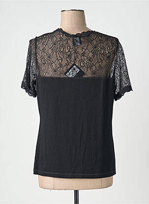 T-shirt coupe cintrée manches courtes noir PAUSE CAFE femme