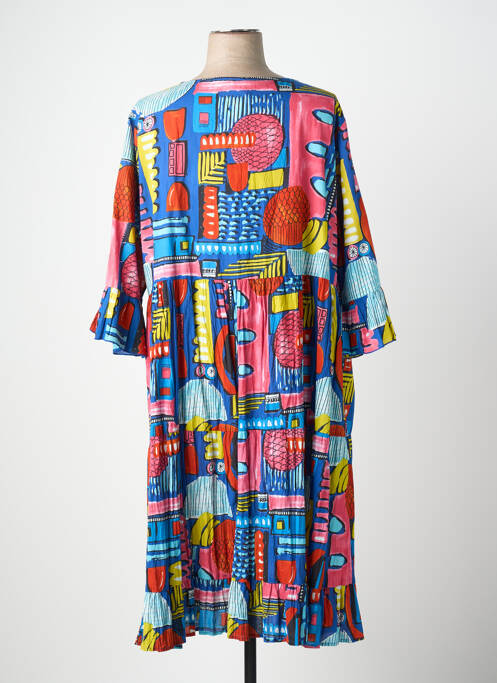 Robe mi-longue manches 3/4 manches 3/4 bleu ORIENTIQUE NATURALLY femme