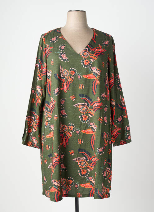 Robe mi-longue imprimé fantaisie manches longues vert LA FIANCÉE femme