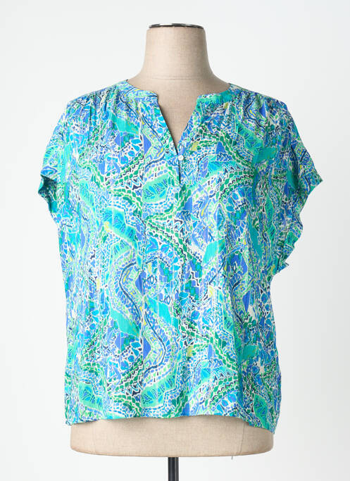 Blouse imprimé fantaisie manches 3/4 bleu JULIE GUERLANDE femme