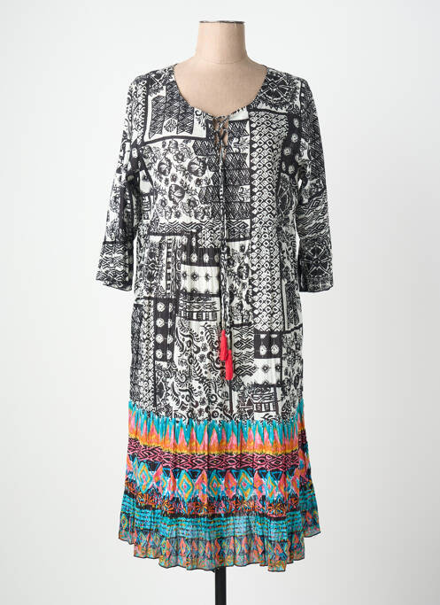 Robe mi-longue manches 3/4 manches 3/4 noir ORIENTIQUE NATURALLY femme