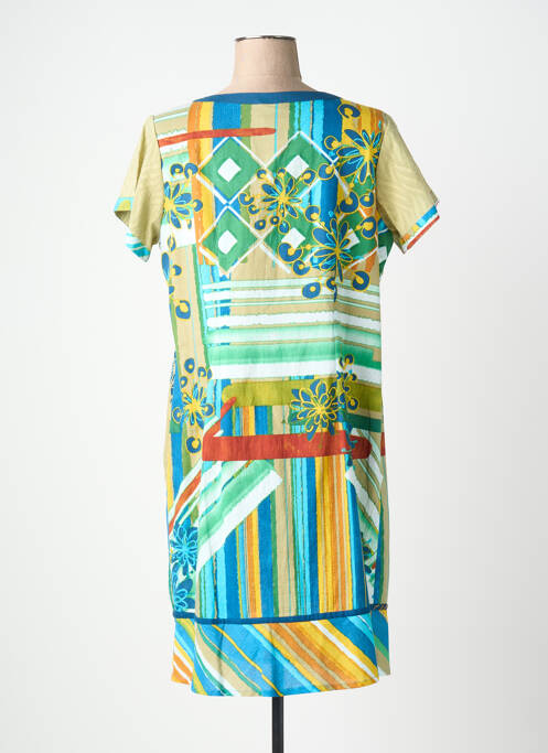 Robe mi-longue imprimé fantaisie manches courtes bleu ORIENTIQUE NATURALLY femme