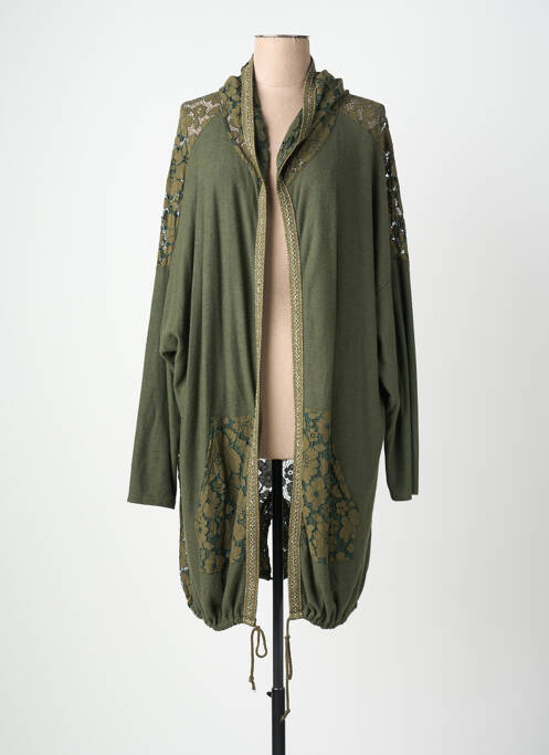 Gilet manches longues manches longues vert MINA ROSA femme