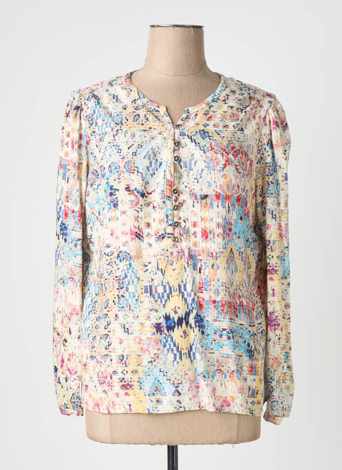 Blouse imprimé fantaisie manches longues beige JULIE GUERLANDE femme