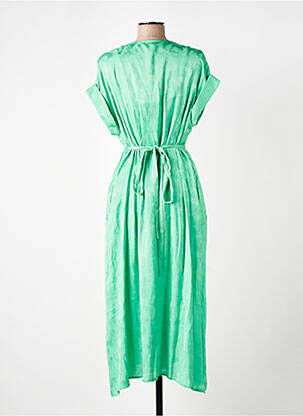 Robe longue manches courtes manches courtes vert SUNCOO femme