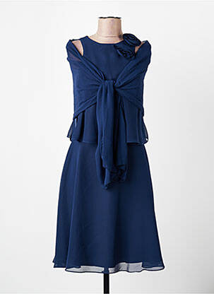 Robe mi-longue coupe fluide sans manche bleu FASHION NEW YORK femme