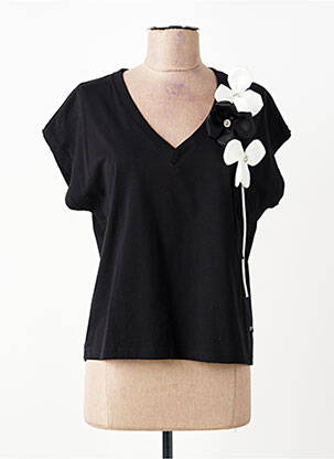 Top tissage jersey manches courtes noir PAOLA TIENFORTI femme