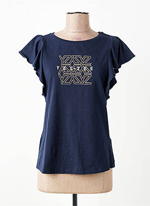 T-shirt sérigraphie manches courtes bleu YES.ZEE femme