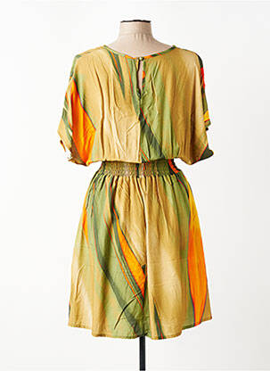 Robe mi-longue imprimé fantaisie manches courtes vert YES.ZEE femme