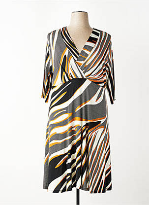 Robe mi-longue coupe fluide manches 3/4 marron DIVAS femme