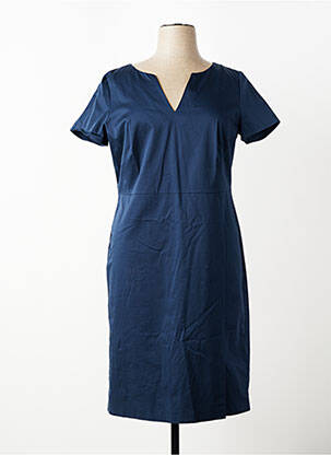 Robe mi-longue fermeture zippée au dos manches courtes bleu GERRY WEBER femme
