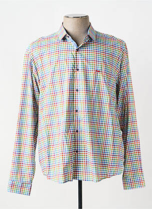 Chemise manches longues imprimé écossais vert BRUNO SAINT HILAIRE homme