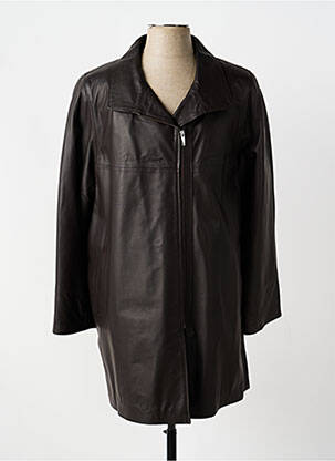 Veste en cuir col chemisier marron PARTNER'S homme