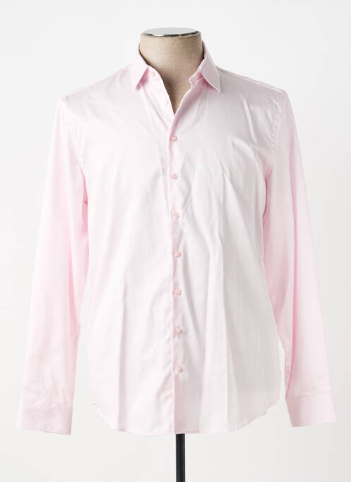 Chemise manches longues coupe cintrée rose IZAC homme