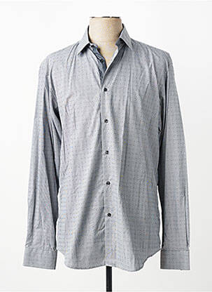 Chemise manches longues coupe cintrée gris BRUNO SAINT HILAIRE homme