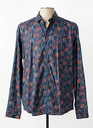 Chemise manches longues coupe cintrée bleu BRUNO SAINT HILAIRE homme