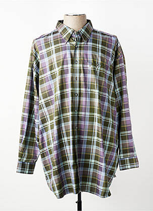 Chemise manches longues imprimé écossais vert ETERNA homme