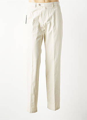 Pantalon chino fermeture zippée sous rabat avec crochet taille normale beige BRUNO SAINT HILAIRE homme