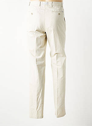 Pantalon chino fermeture zippée sous rabat avec crochet taille normale beige BRUNO SAINT HILAIRE homme