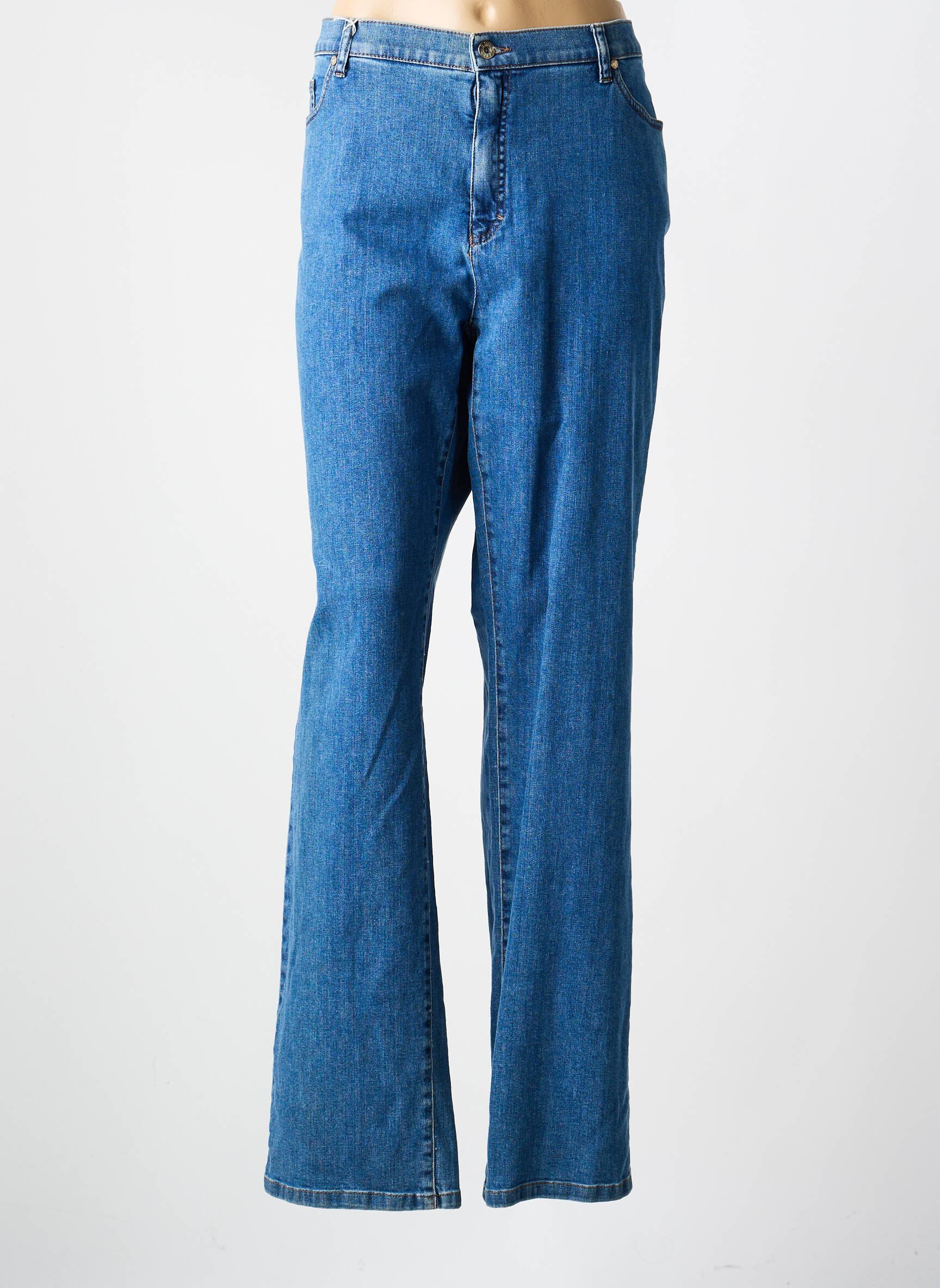 Jeans coupe droite stretch taille normale bleu BRUNO SAINT HILAIRE femme