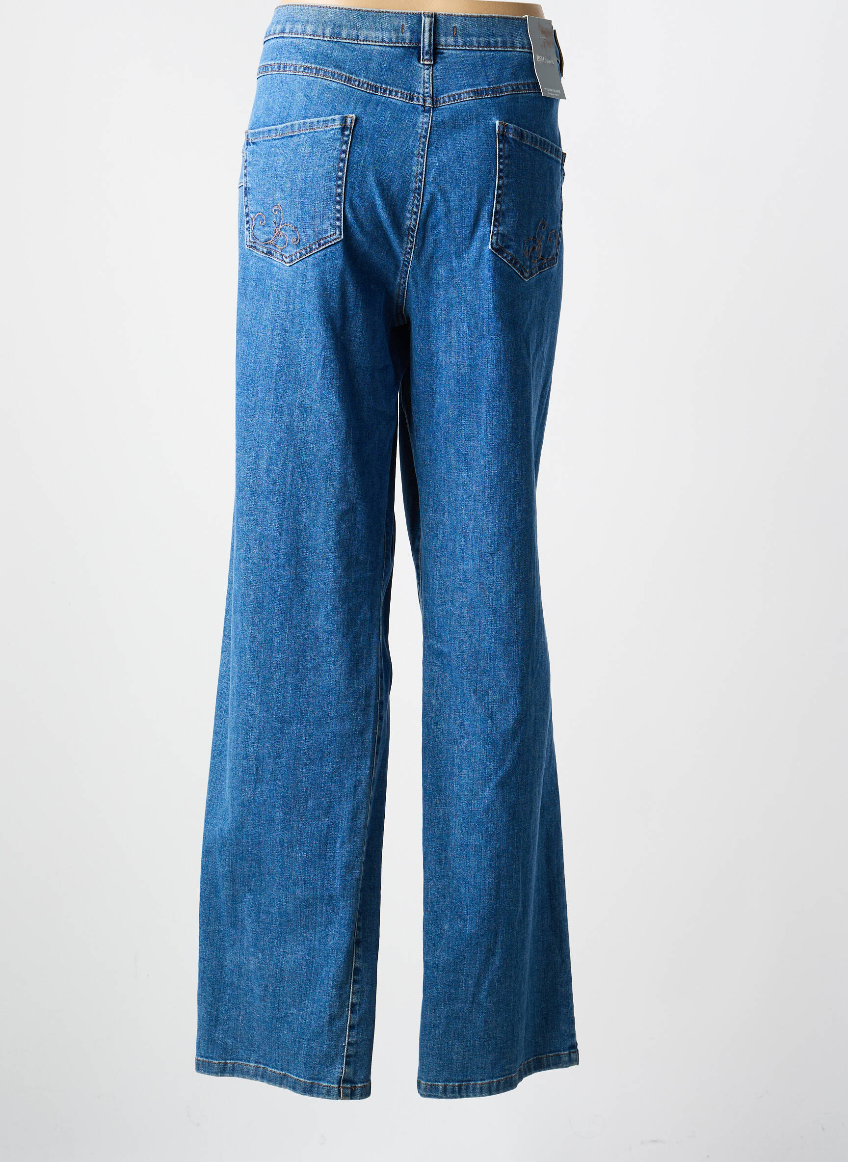 Jeans coupe droite stretch taille normale bleu BRUNO SAINT HILAIRE femme