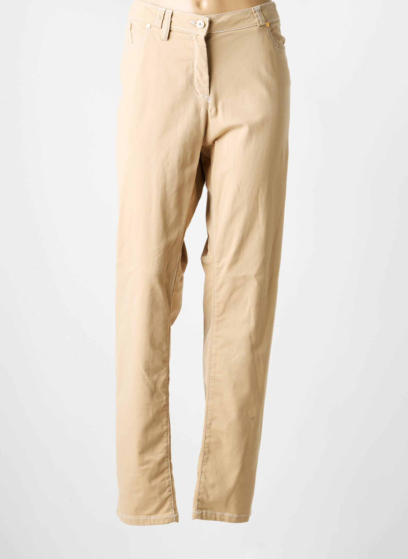 Pantalon slim tissage popeline taille normale beige ANANKE femme