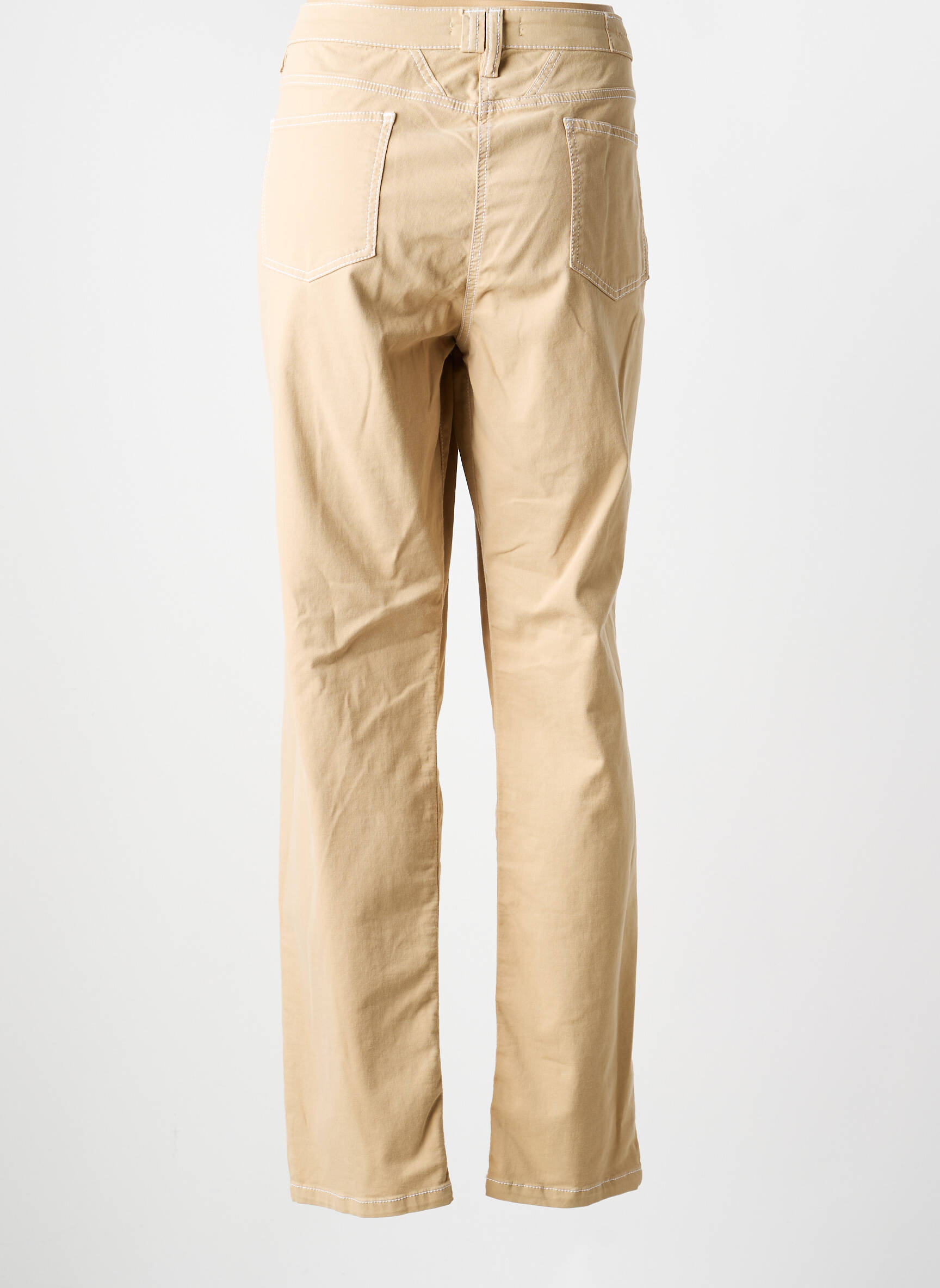 Pantalon slim tissage popeline taille normale beige ANANKE femme