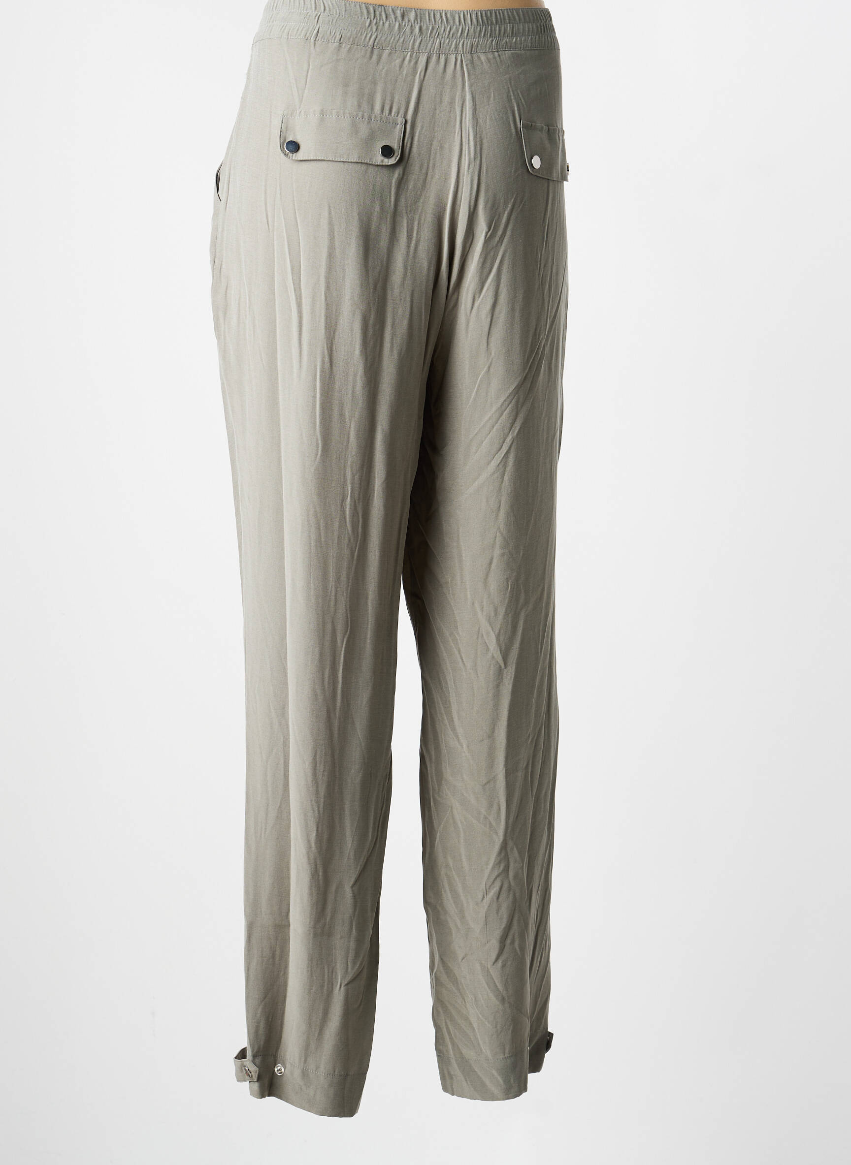 Pantalon chino tissage popeline taille normale vert EVA KAYAN femme