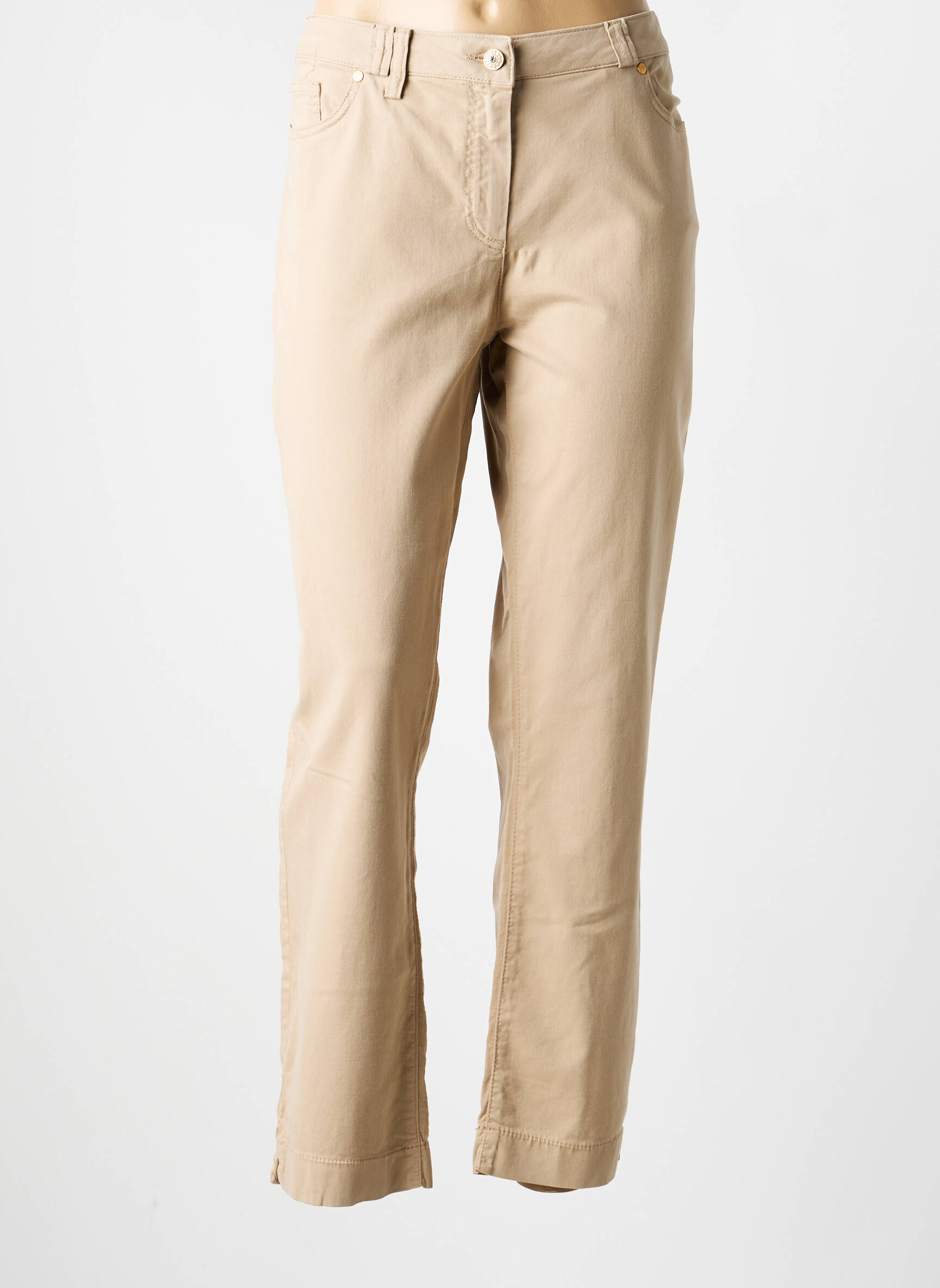 Pantalon slim tissage popeline taille normale beige ANANKE femme