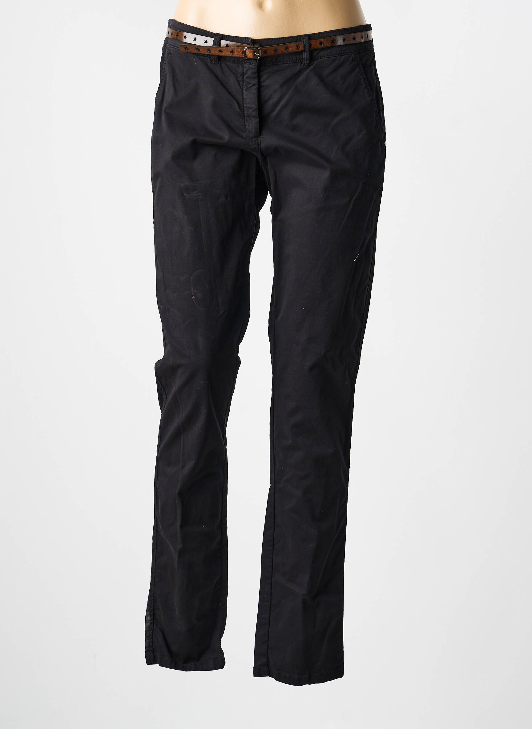 Pantalon chino tissage popeline taille normale noir VOODOO femme