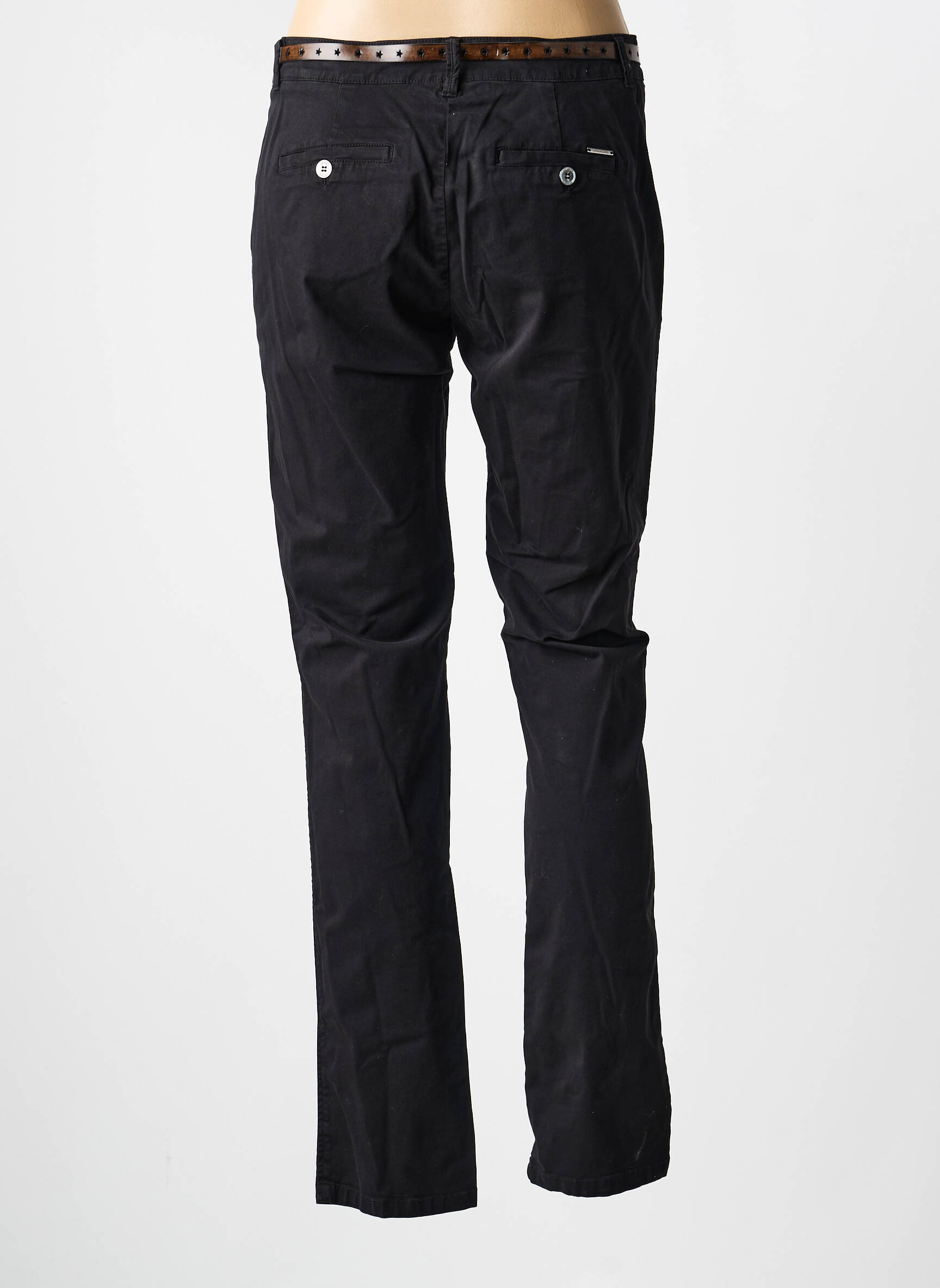 Pantalon chino tissage popeline taille normale noir VOODOO femme