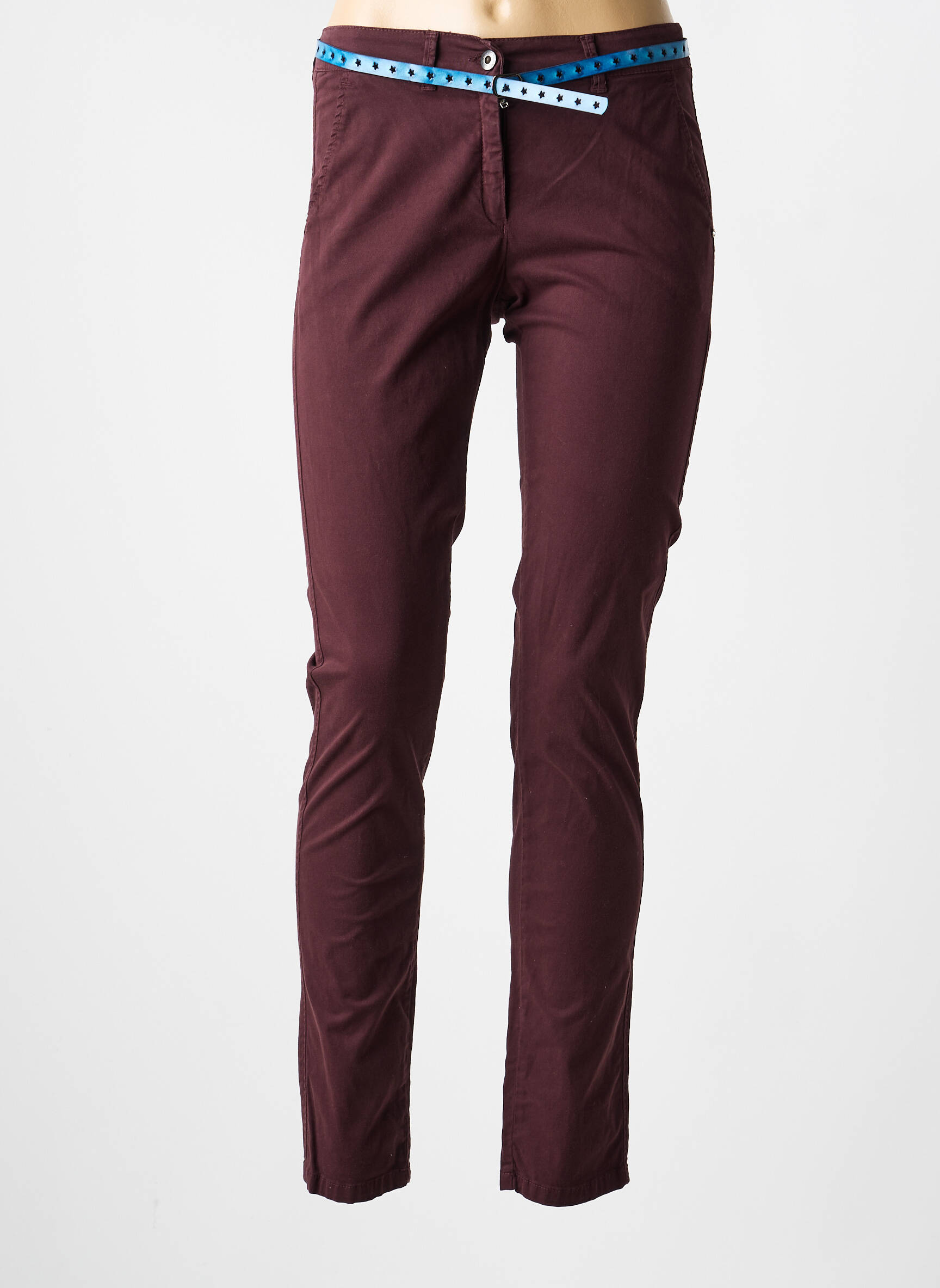 Pantalon chino tissage popeline taille normale rouge VOODOO femme