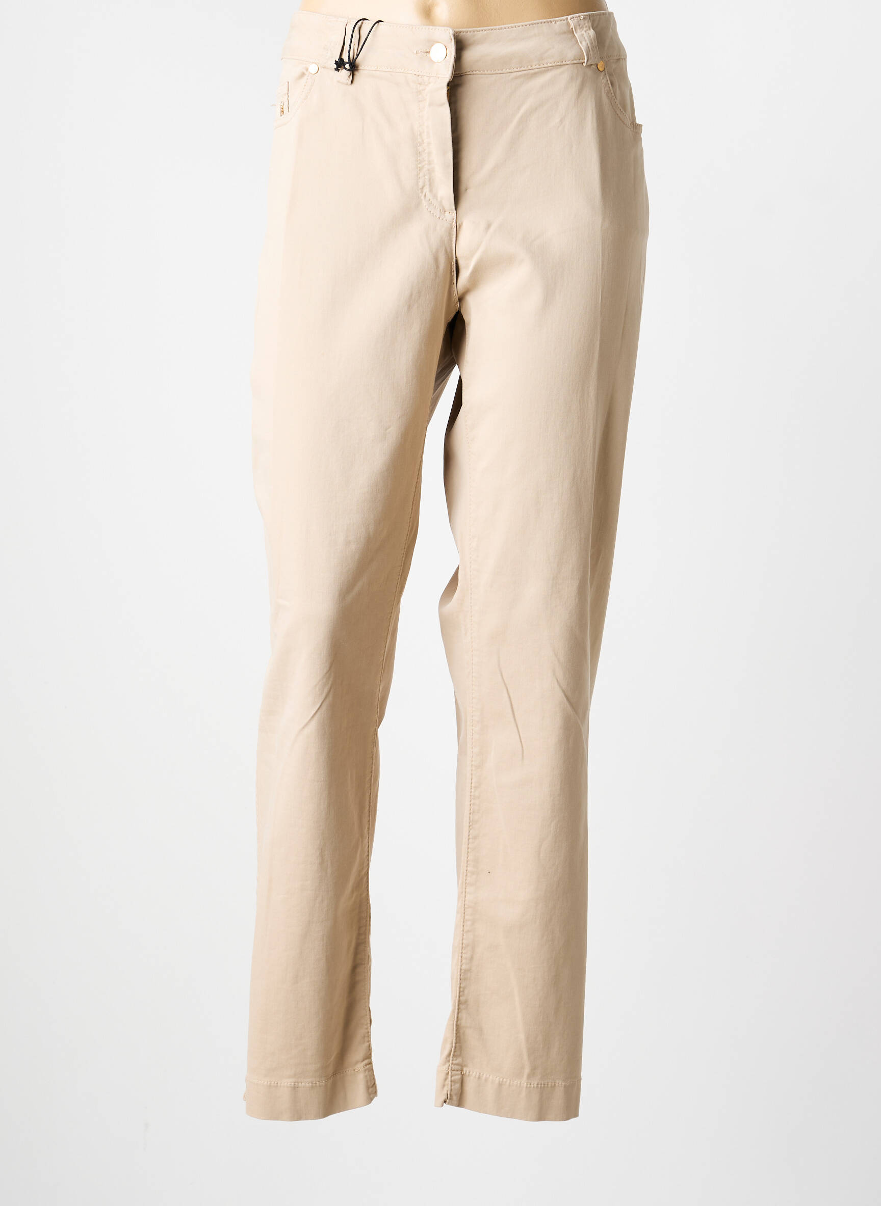 Pantalon slim tissage popeline taille normale beige ANANKE femme