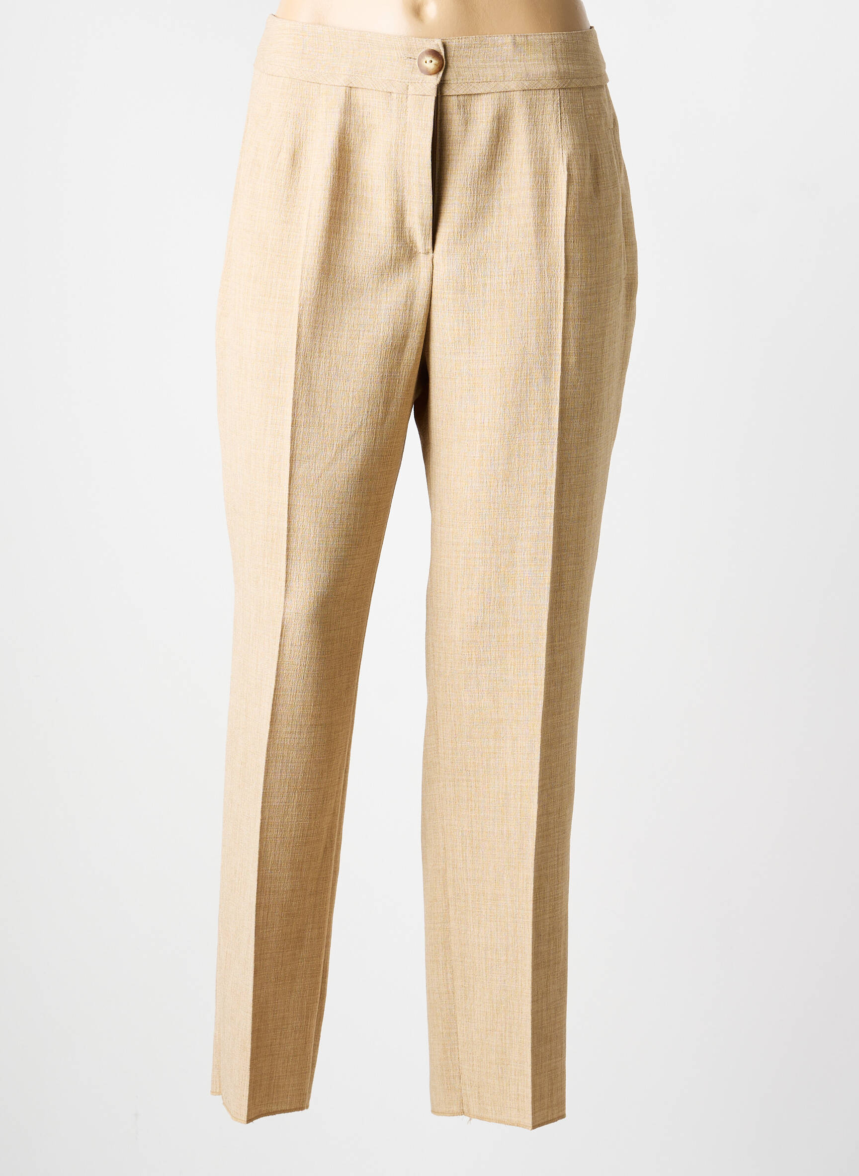 Pantalon droit taille à pinces taille normale beige JUMFIL femme