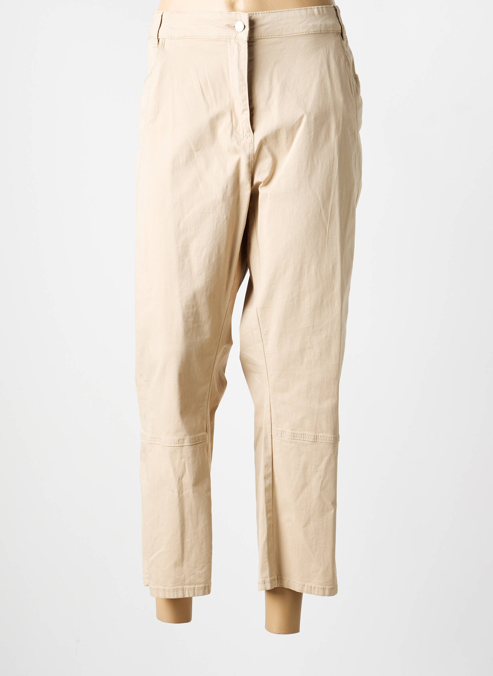 Pantalon 7/8 tissage popeline taille normale beige DIANE LAURY femme