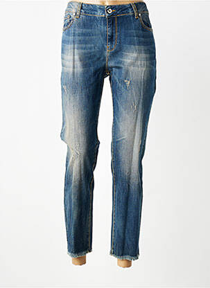 Jeans coupe slim effet usé délavé taille normale bleu VOODOO femme